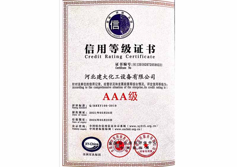 AAA級信用等級證書